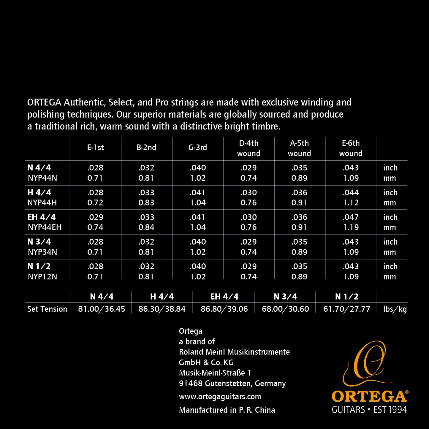 Ortega Saiten Classic Coated Pro NYP44N Normal Tension