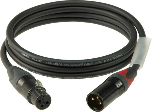 Klotz Mikrokabel XLR/FM  0,5m Neutrik M2 Black, Tülle rot