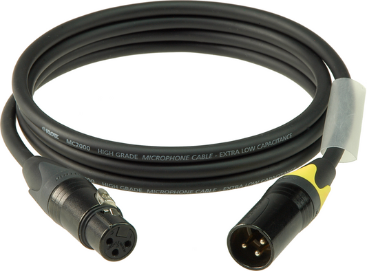 Klotz Mikrokabel XLR/FM  1,0m Neutrik M2 Black, Tülle gelb