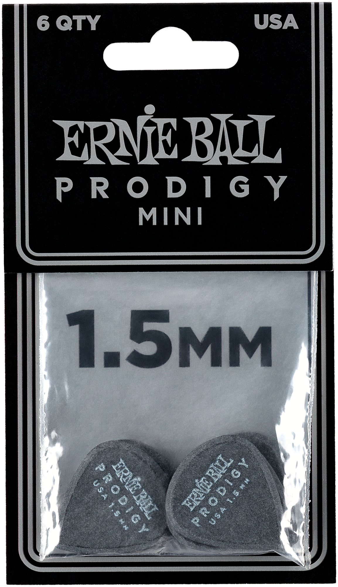Plektrum Ernie Ball Prodigy 1,5mm mini Black. 6 Stück EB9200