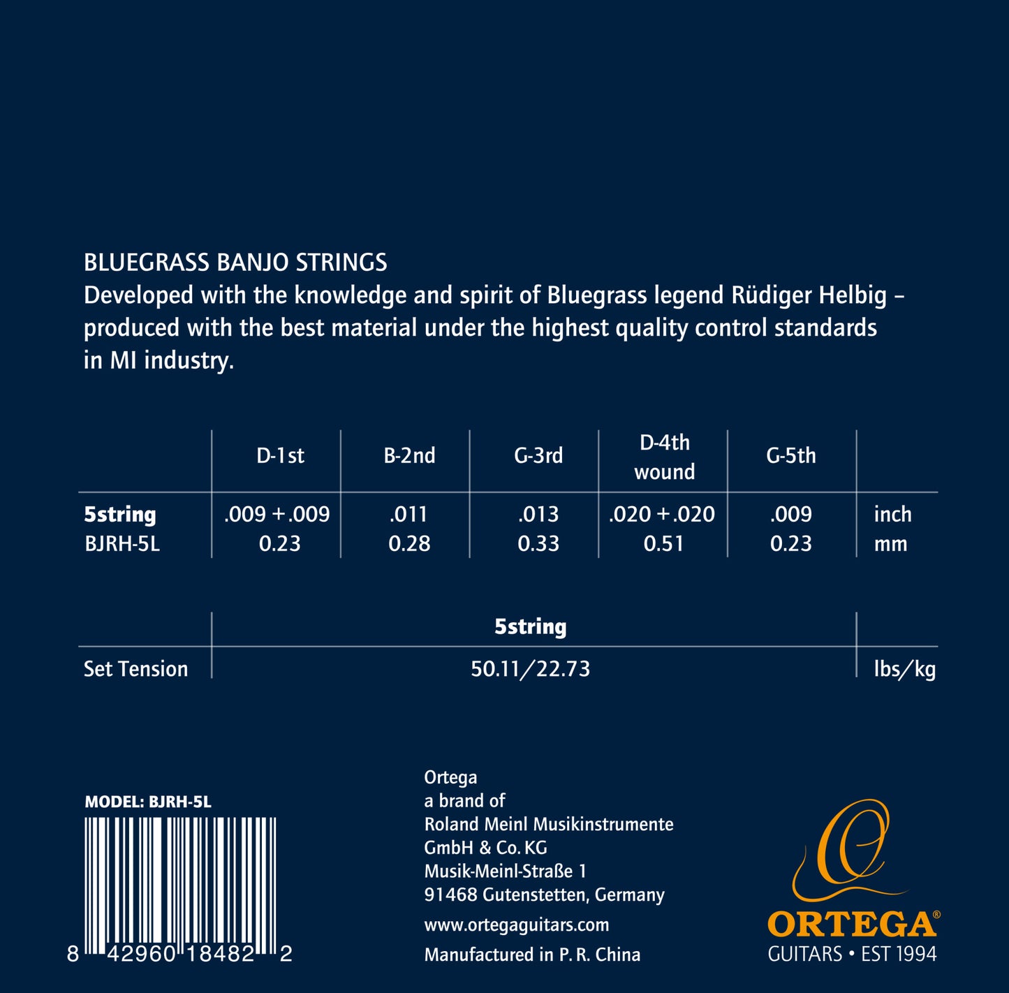 Ortega Saiten Banjo BJRH-5L 009 Rüdiger Helbig Signature Bluegrass