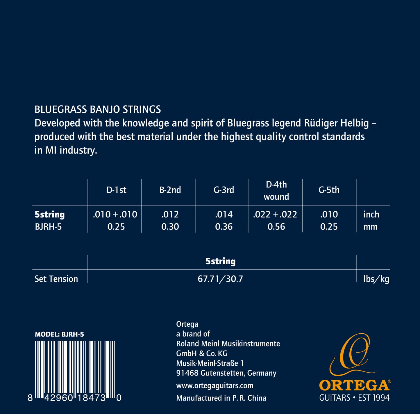 Ortega Saiten Banjo BJRH-5 010 Rüdiger Helbig Signature Bluegrass