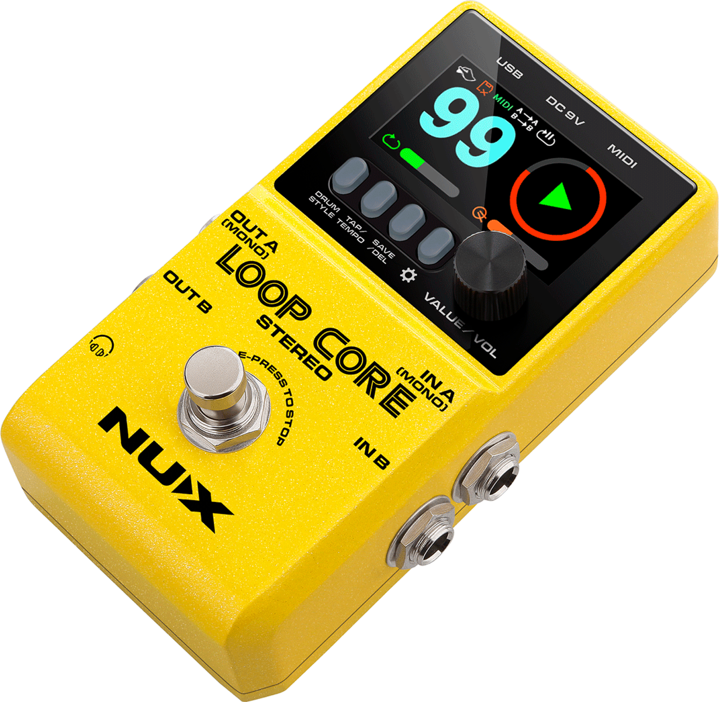 NUX Loop Core Stereo Looper-Pedal mit 50 Drum-Patterns