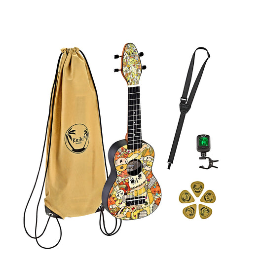 Keiki Ukulelen Set "Voodoo Puppet" - inkl. Gymbag/H-Tuner/5 Picks/Gurt
K2-VP