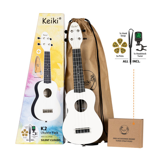 Keiki Ukulele Sopran K2-SCL Silent Clouds White