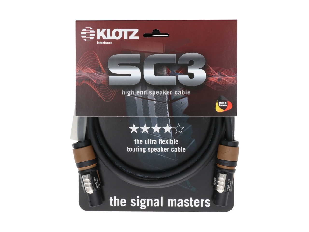 Klotz Lautsprecherkabel 2x2,5mm² 10m speakON 2 - speakON 2 SC3-L2FF1000, schwarz