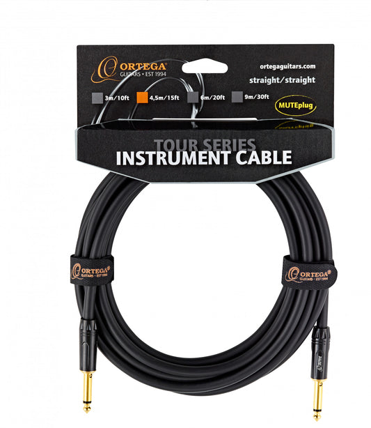 Ortega Instrumentenkabel - 6m/20ft. schwarz, gerade/gerade, Tour Series OTCIS-20