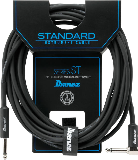 Instrumentenkabel Ibanez 6,10m/20ft Black Standard SI20L Klinke - Winkelklinke