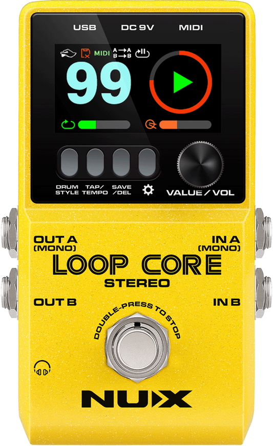 NUX Loop Core Stereo Looper-Pedal mit 50 Drum-Patterns