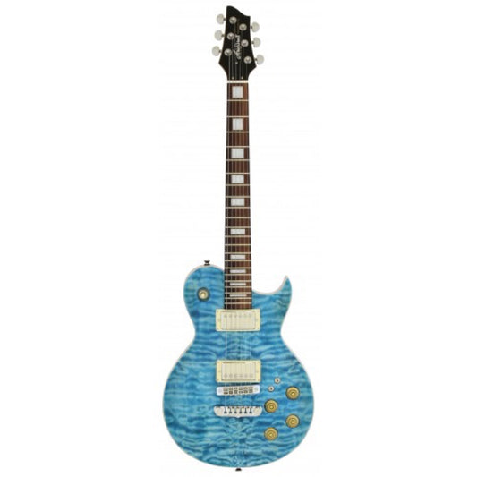 Aria PE 480, see-throught emerald blue E-Gitarre